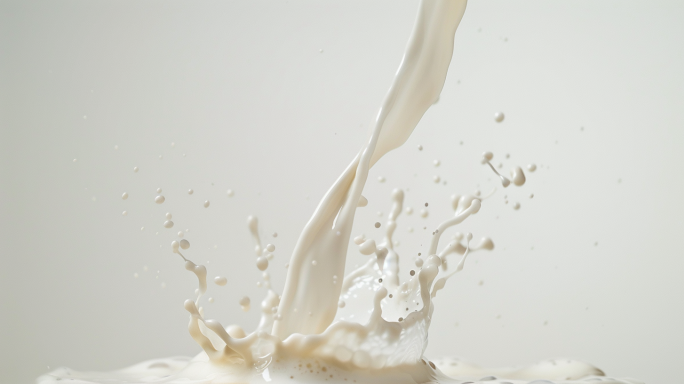 牛奶倒入杯中，液体流动