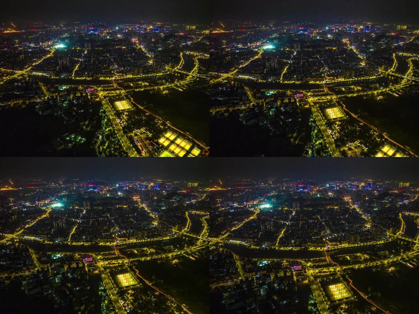 江门城央绿廊夜景延时航拍