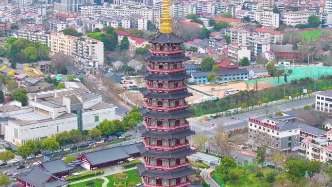 万佛塔婺州古城景区航拍金华市婺城区城市地