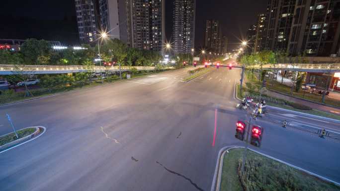 宜昌夷陵区发展大道天桥城市夜景车流延时