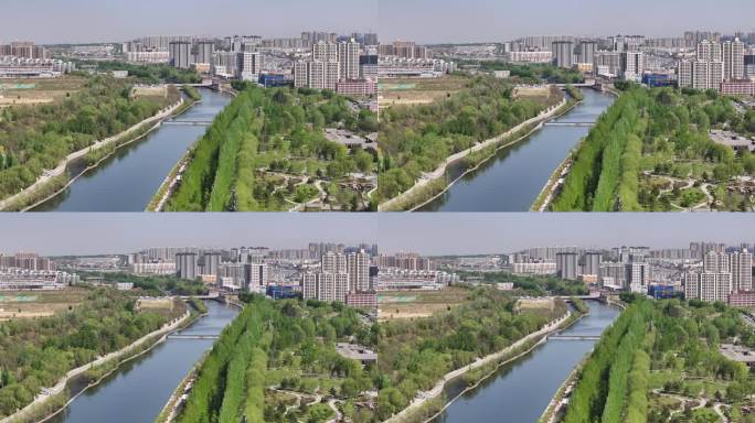 陕西榆林城市街景沙河滨河公园房地产游乐园