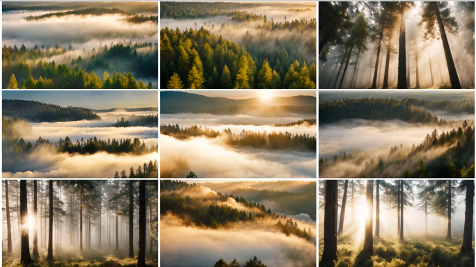 万物复苏 森林早上 森林清晨  树林光影