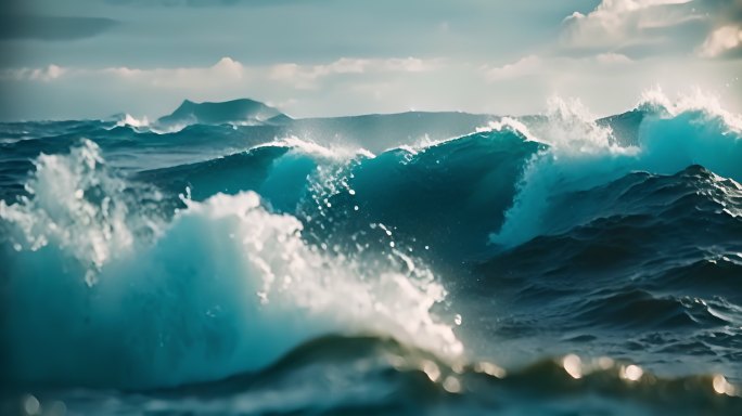 海洋巨浪海浪翻滚浪花波涛汹涌多镜头