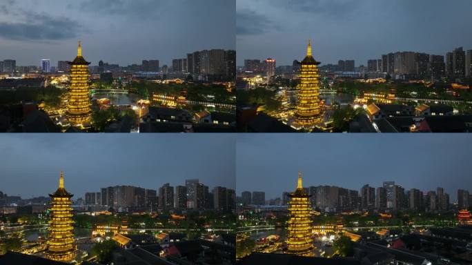 江苏淮安：夜色里运河风景如画