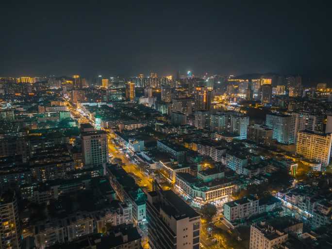 【延时】海南三亚市区夜景亮灯航拍延时