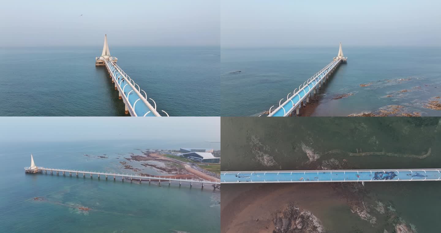 黄岛新栈桥深蓝之光航拍4K