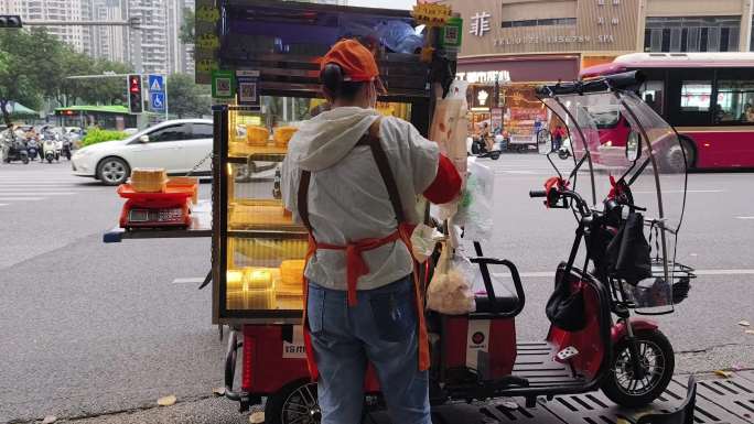 街道个体户 流动摊贩 熟食摊食品流动车