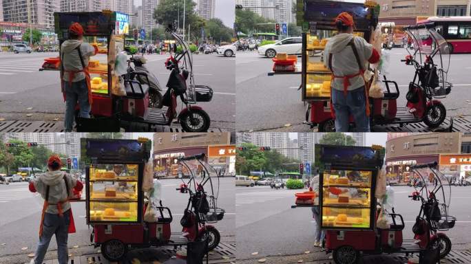 街道个体户 流动摊贩 熟食摊食品流动车