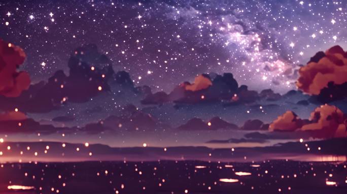 唯美动画夜空背景素材空镜mg云朵动画