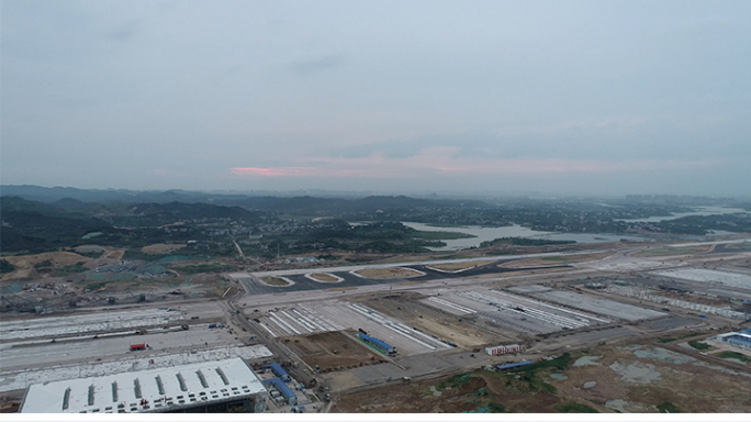 4k 鄂州机场空景 航站楼周边施工