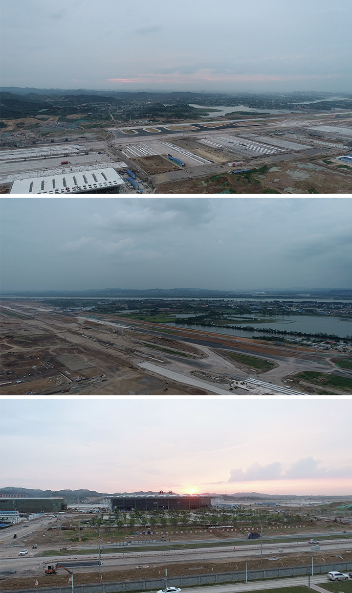 4k 鄂州机场空景 航站楼周边施工