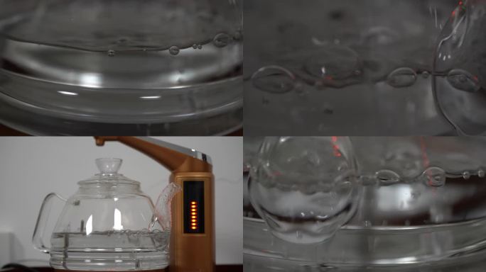 玻璃水壶烧水 水烧开升格慢动作