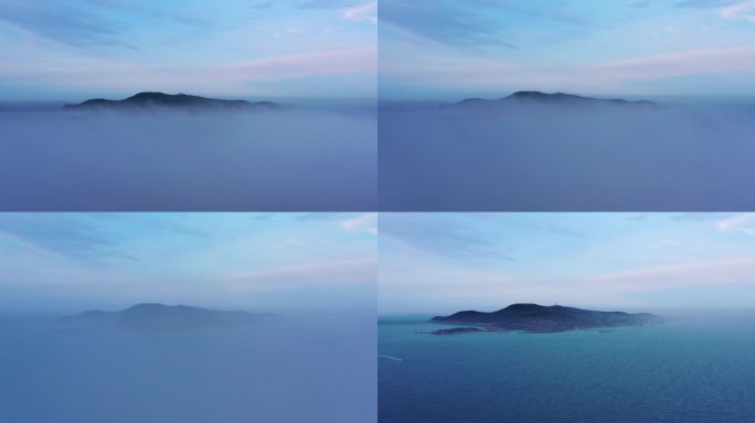 平流雾里的刘公岛航拍