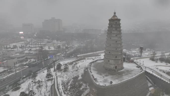 榆林雪景航拍