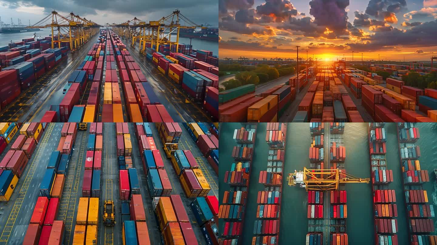港口集装箱码头ai素材原创航拍工业素材招