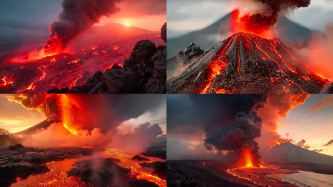 末日活火山爆发喷发岩浆自然灾害素材原创富