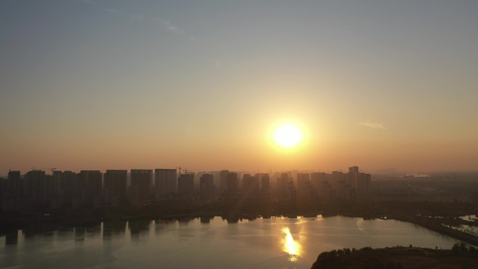 济南华山风景区航拍4K 夕阳 黄昏