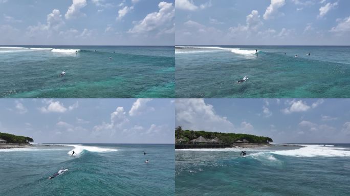 马尔代夫冲浪航拍