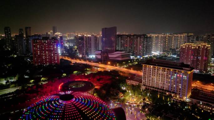 灵玲国际马戏大剧院夜景航拍灵玲国际马戏城