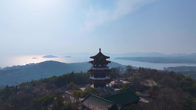 江苏省无锡太湖鼋头渚风景区航拍风景区国家