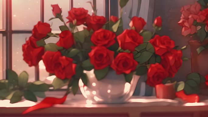 盛开红色玫瑰花花束