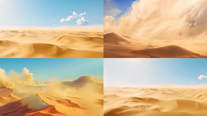 【宽屏】沙尘暴素材、沙漠化和飞沙走石素材