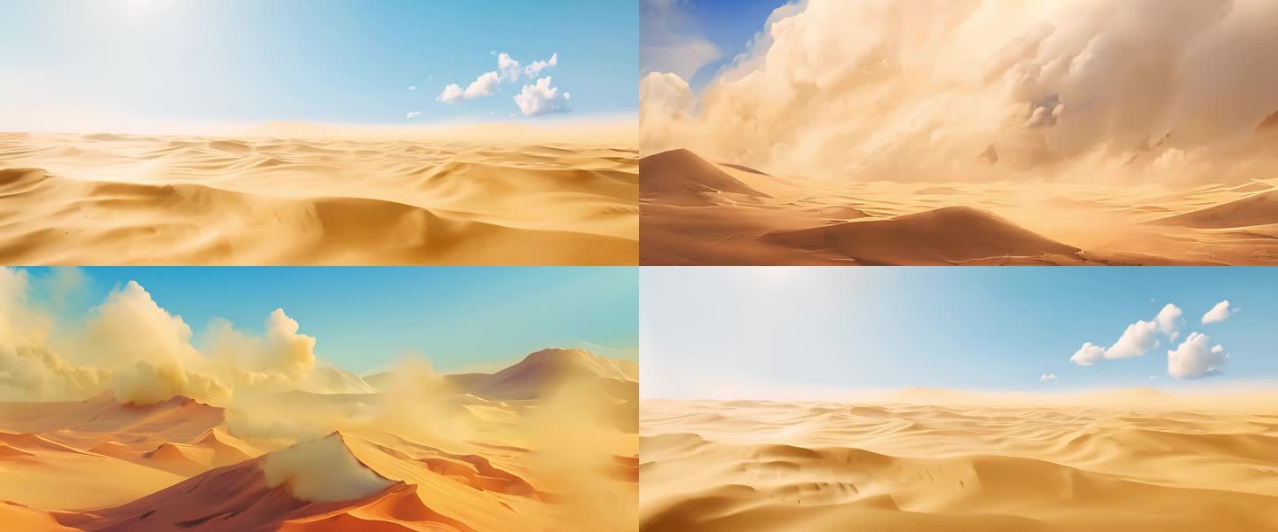 【宽屏】沙尘暴素材、沙漠化和飞沙走石素材