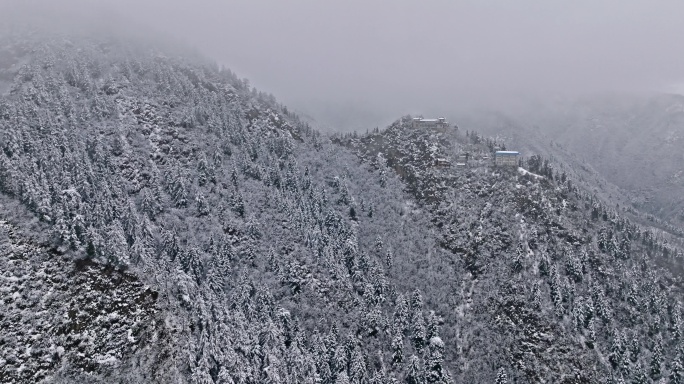 甘肃兰州兴隆山自然保护区雪后航拍合集