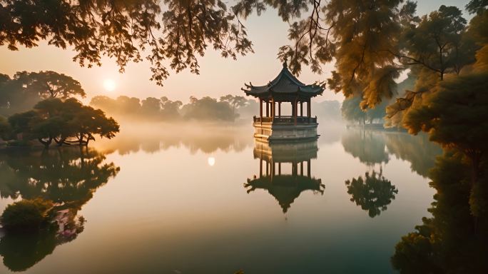 唯美夕阳中国山水中国风大气风景