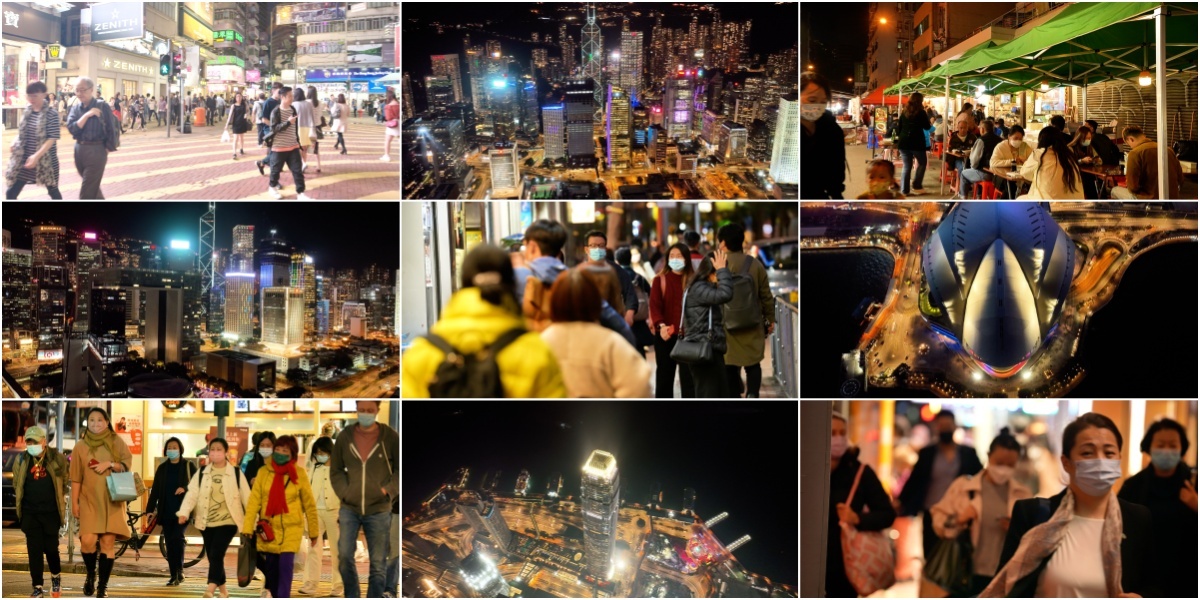 香港城市夜景街道人文 商业街旅游购物