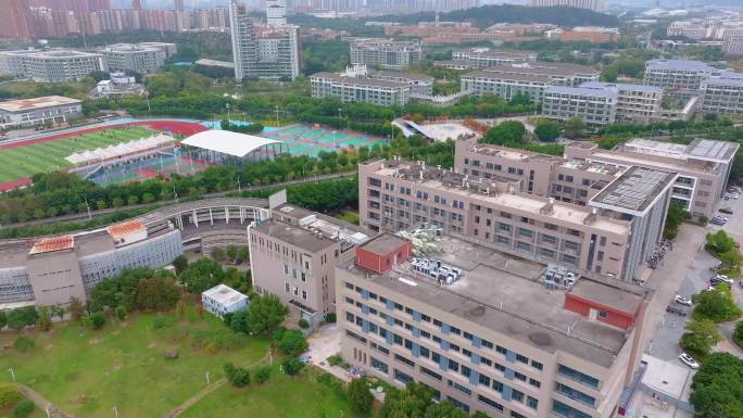 福州福建江夏学院大学城校区航拍校园风景风