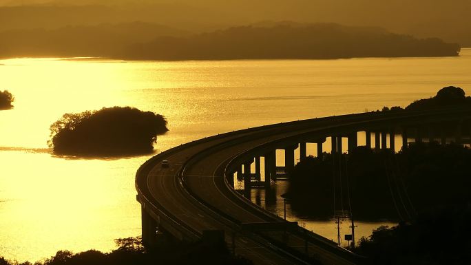 4K航拍永武高速庐山西海服务区高速公路