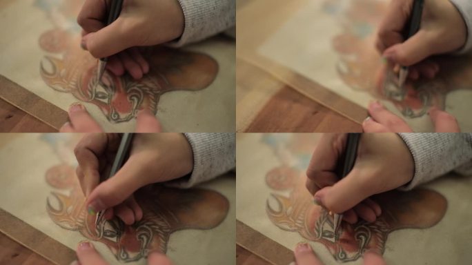 皮影戏 传统文化 人偶 绘画 手绘 手工