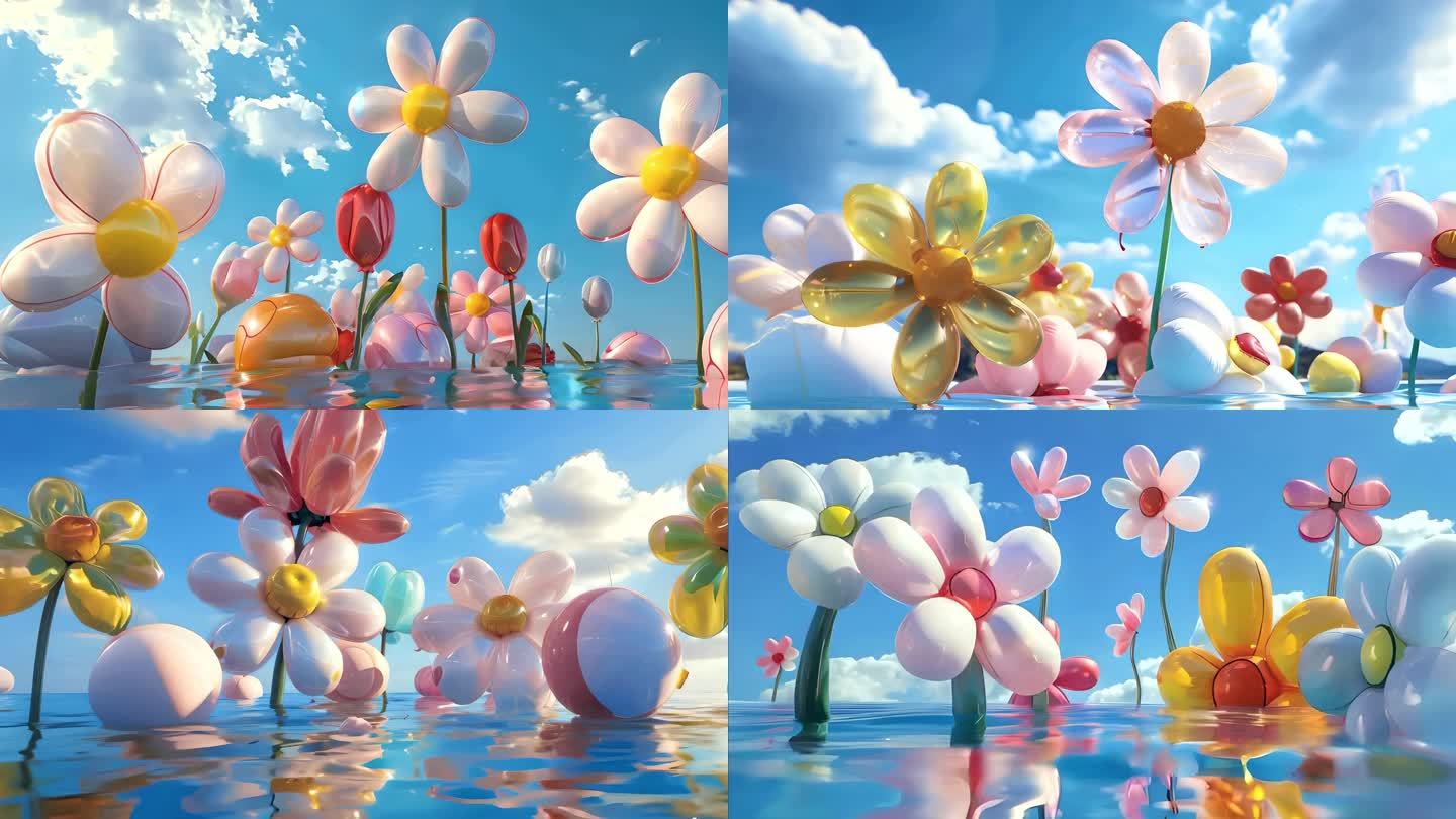 宽屏膨胀风气球花朵/超现实气球花互动装置