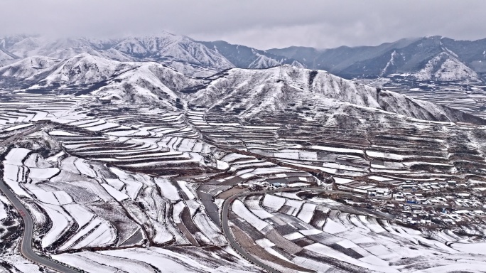 甘肃梯田雪景航拍合集