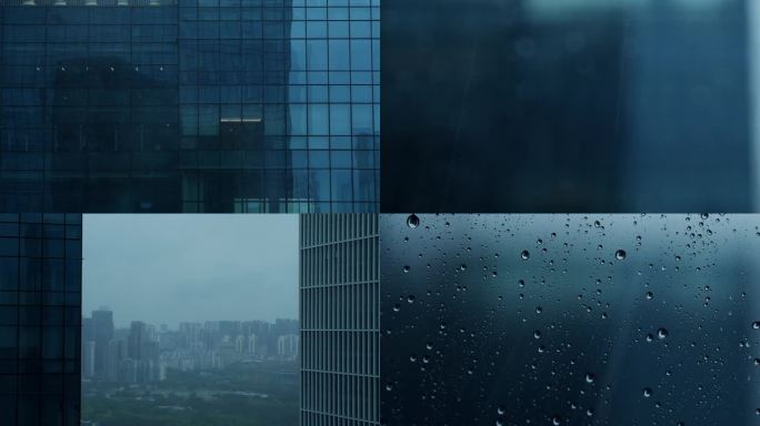 玻璃上的水珠 城市大雨暴雨