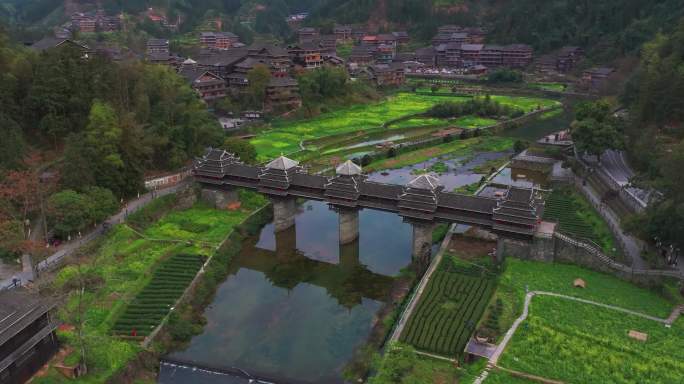 广西柳州三江县程阳八寨永济桥航拍