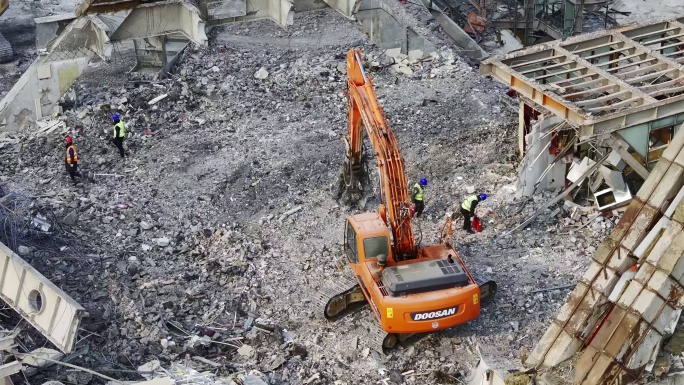 大型建筑大型拆迁现场实拍高清素材