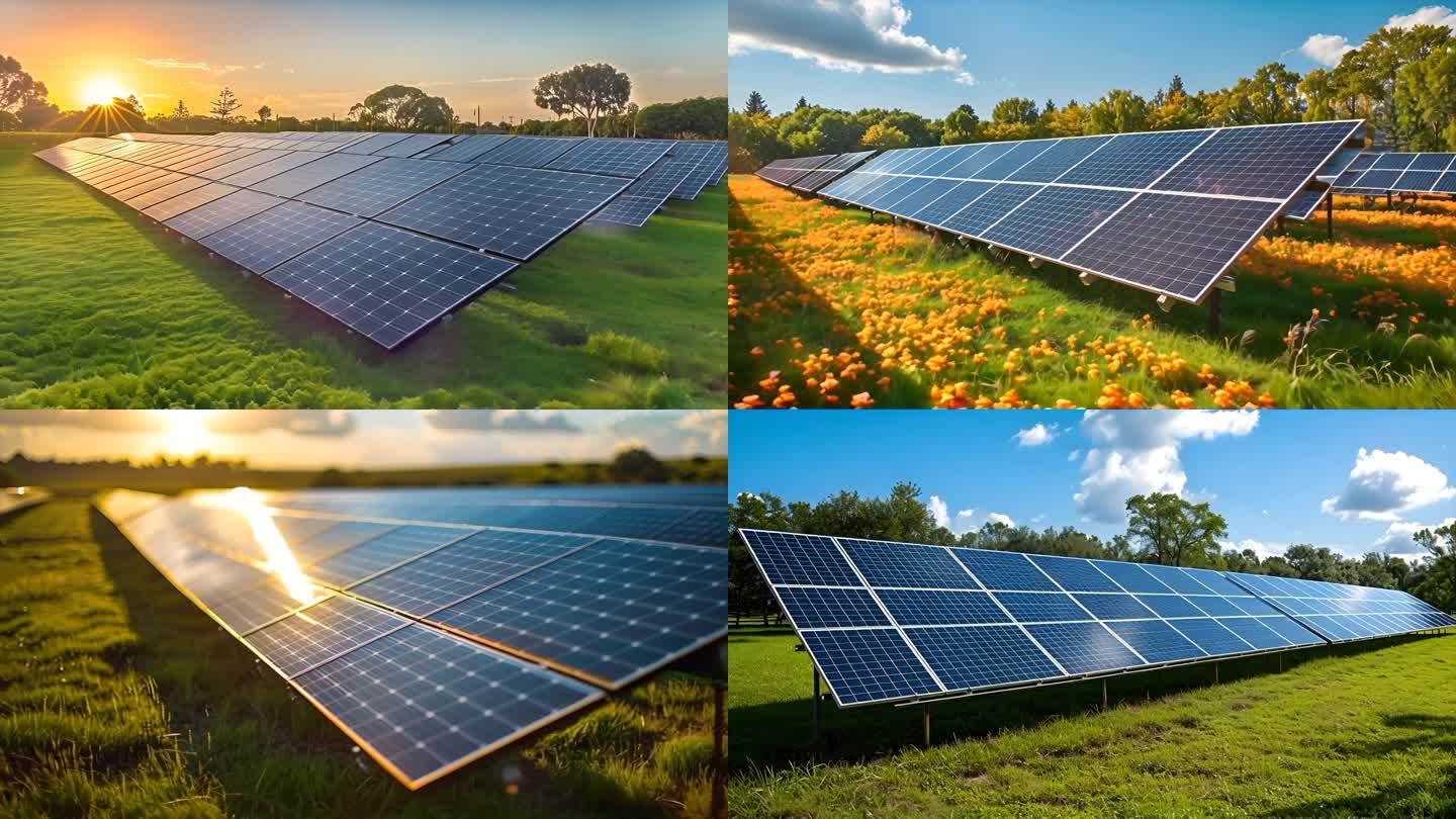 光伏太阳能板清洁能源新能源发电ai素材原