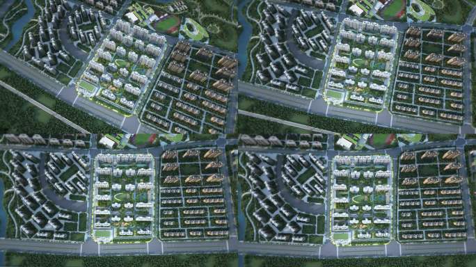 俯瞰住宅小区区位绿化三维素材