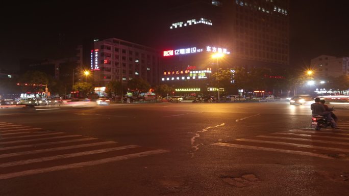 义乌城市夜晚车流空镜延时