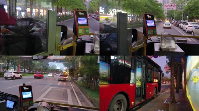 公交车司机开车公共汽车城市交通低碳出行
