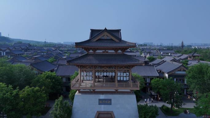 古城古镇景区全貌飞向龙门古街城门