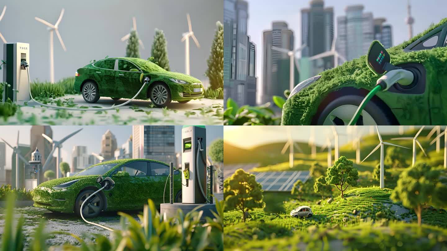 碳中和 新能源汽车 绿色能源 概念抽象