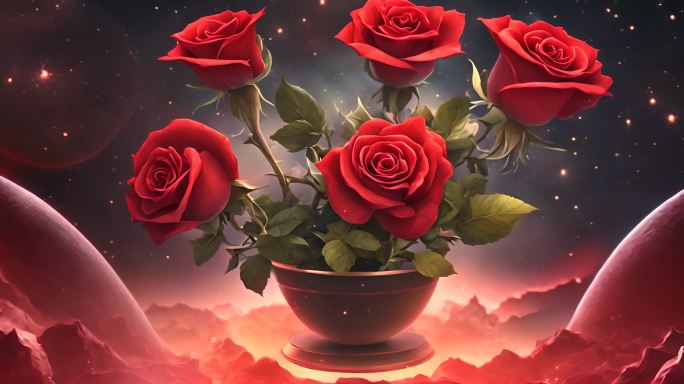 盛开红色玫瑰花花束
