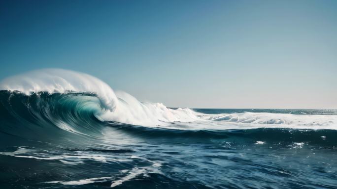 巨浪海浪波浪波涛汹涌浪花海面动画