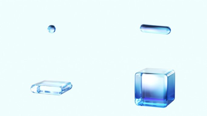 小球立方体转换玻璃透明蓝色