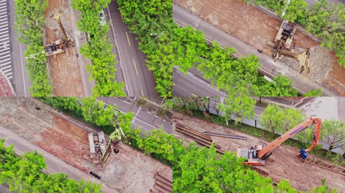 城市市政道路管道修路铺路挖掘机维护施工