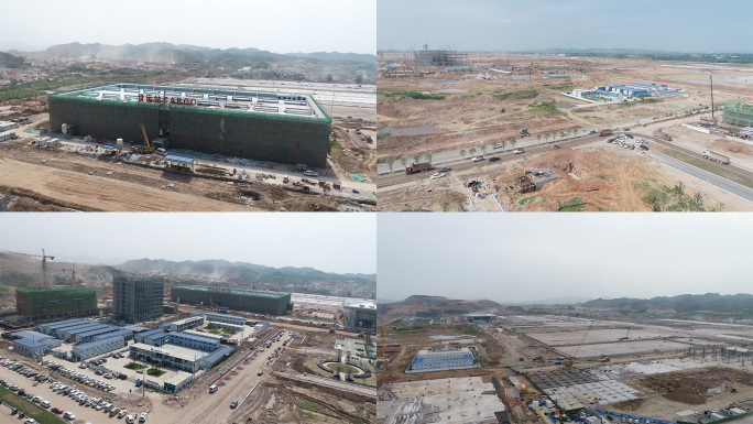 鄂州机场建设 航站楼 货运中心建设画面