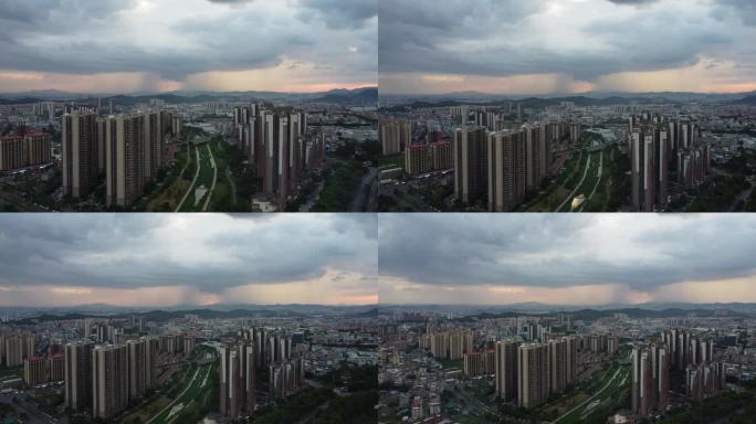 广东东莞：台风将至 天空浓云密布出现骤雨